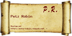 Petz Robin névjegykártya